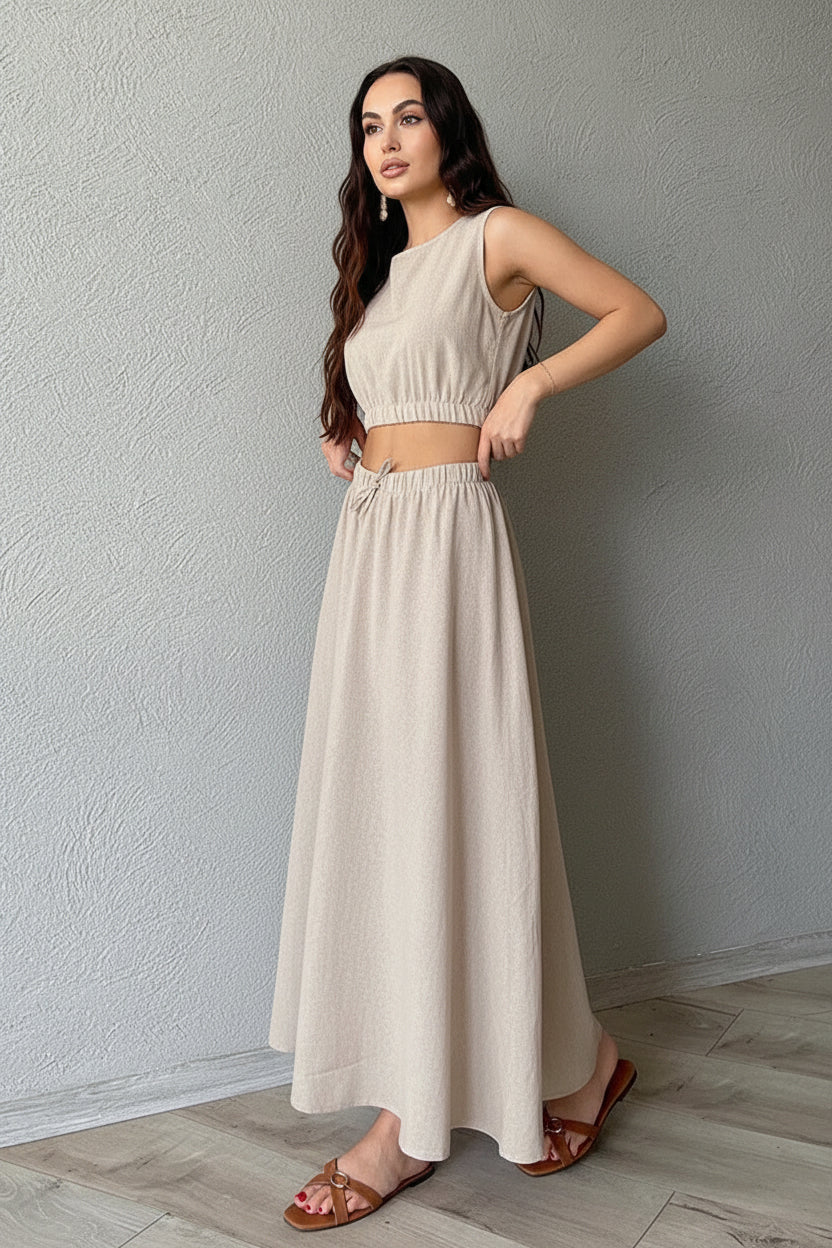 Ladies Ramie Vest & Long Skirt Set