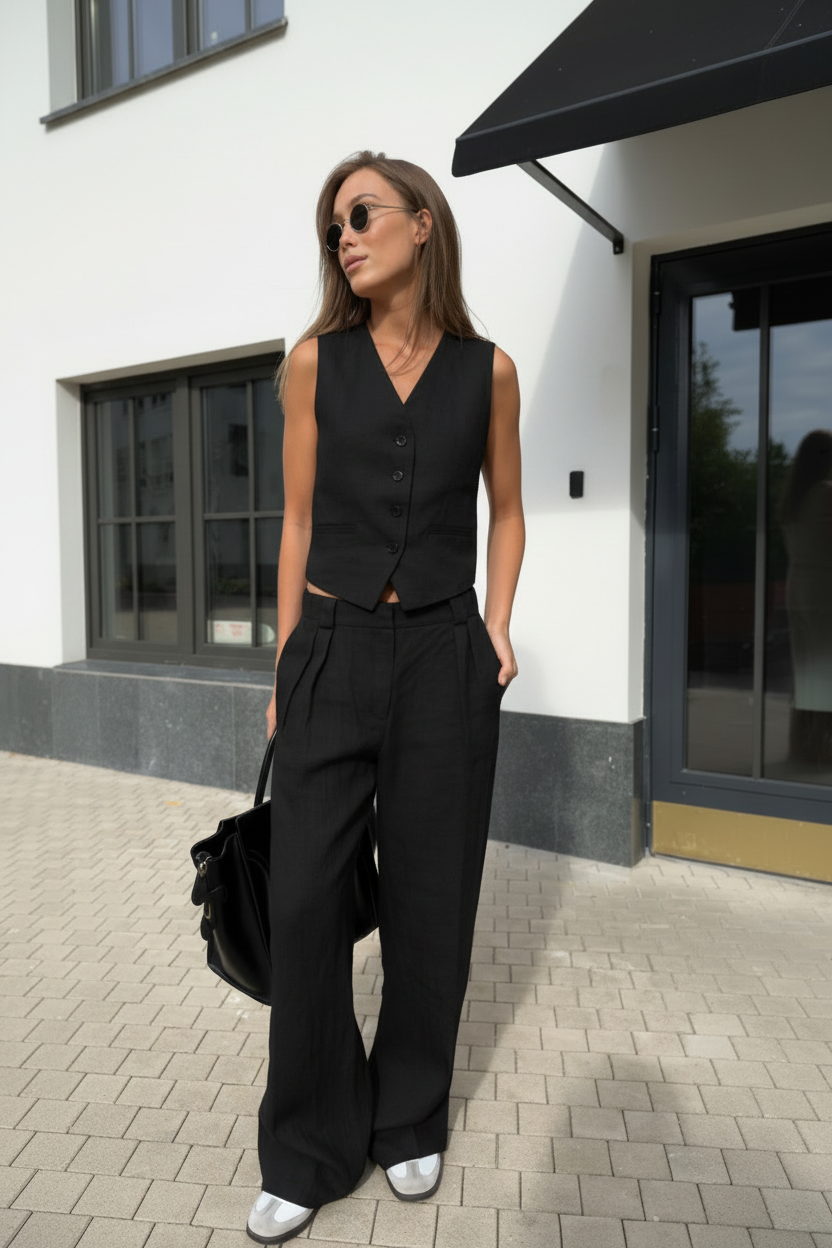Athena Linen Set - Black