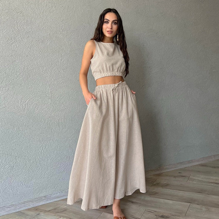 Ladies Ramie Vest & Long Skirt Set